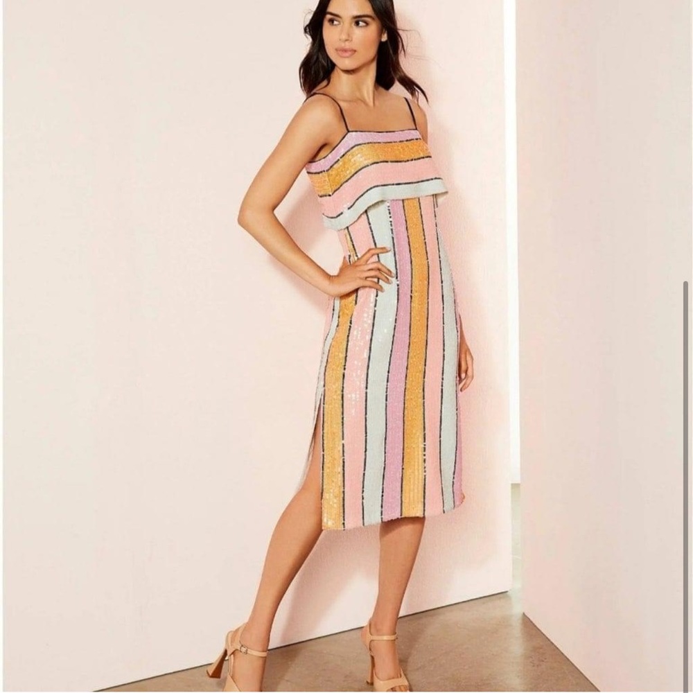 Gianni Bini Multicolor Striped Midi Dress